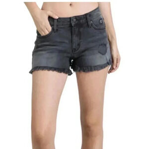 L.T.J  letter to juliet Frayed Hem Denim Shorts XS Washed Black‎ Distressed NWT